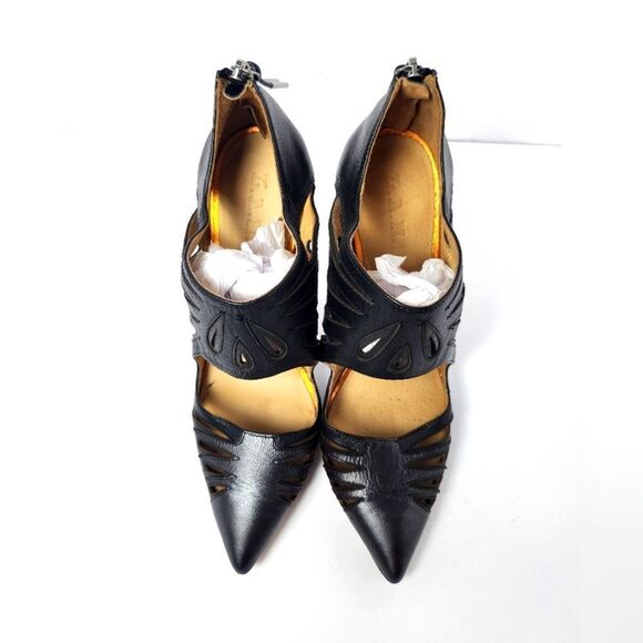 L.A.M.B Kegan Leather Pointed Toe Stiletto Heels Black Size 10M - Picture 3 of 9